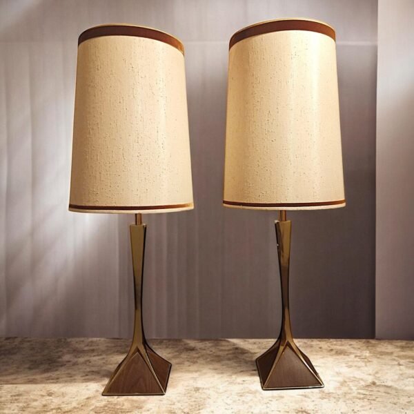 Origineel Paar Laurel Lamp Co. Tafellampen met Originele Kappen – Mid-Century, jaren 50/60