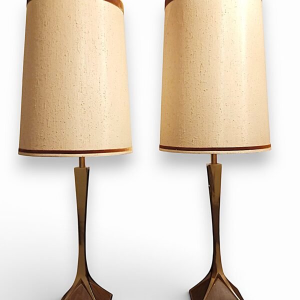 Origineel Paar Laurel Lamp Co. Tafellampen met Originele Kappen – Mid-Century, jaren 50/60